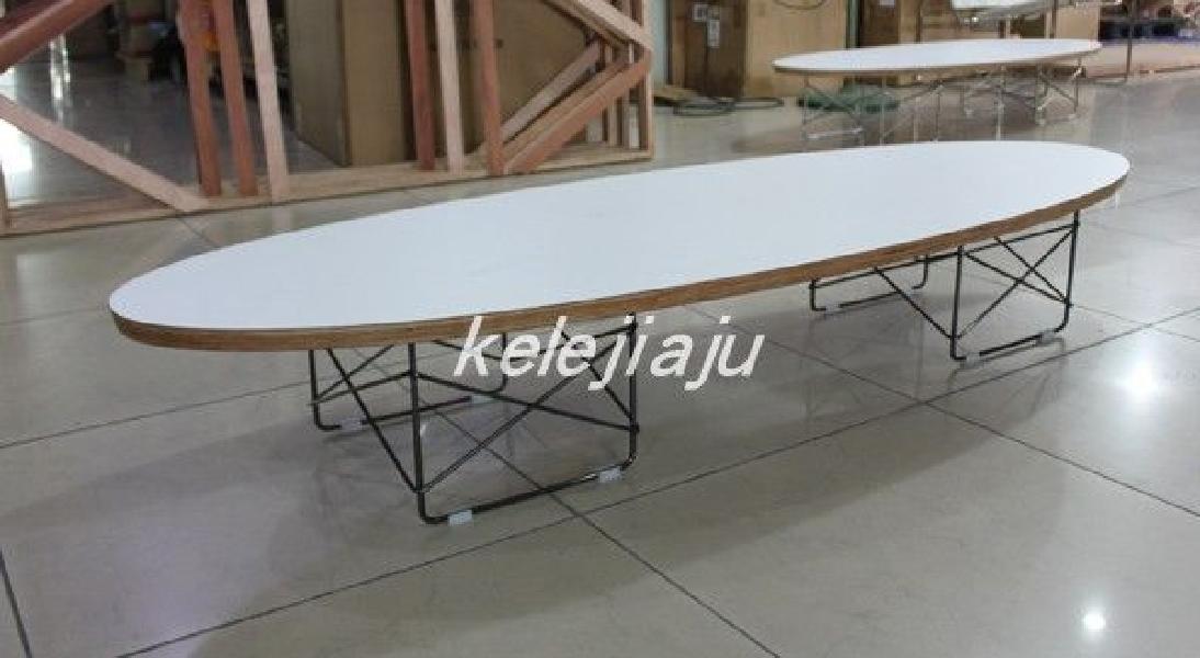 서핑보드 거실 티 원목 커피 임스테이블 타원형 티테이블 180x60cm 물푸레 원색+은색 다리 - 상세 이미지 5