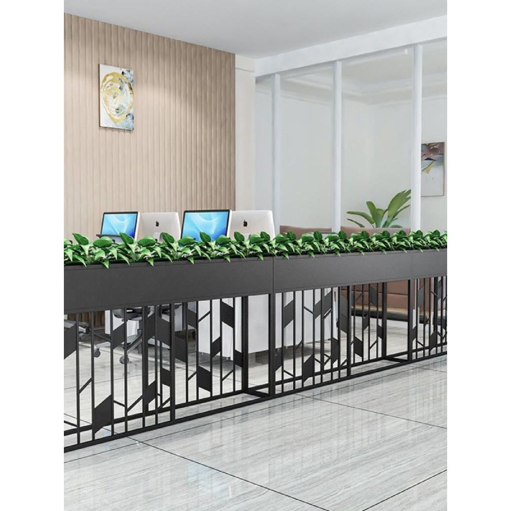 공간분리 화분 조화 인조 대나무 야외 조경 파티션 식물 블랙 (80x25x85) - 상품 이미지
