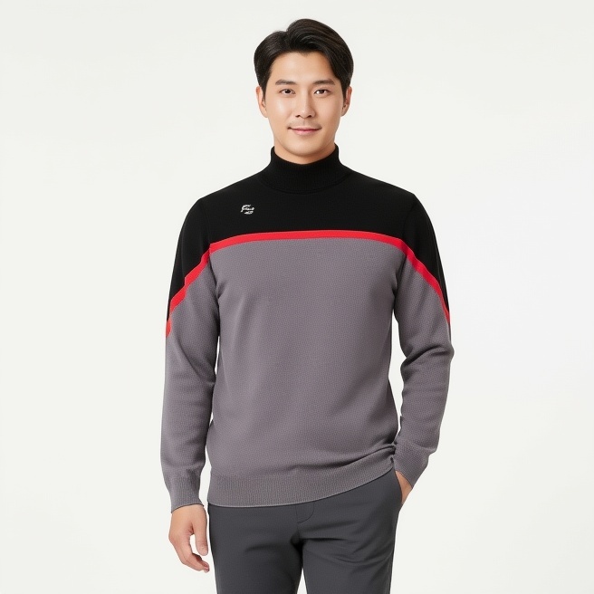 FANTOM 팬텀골프 남자 겨울 울 등판 누빔 스웨터 골프웨어 골프 니트 티셔츠 - 메인 이미지