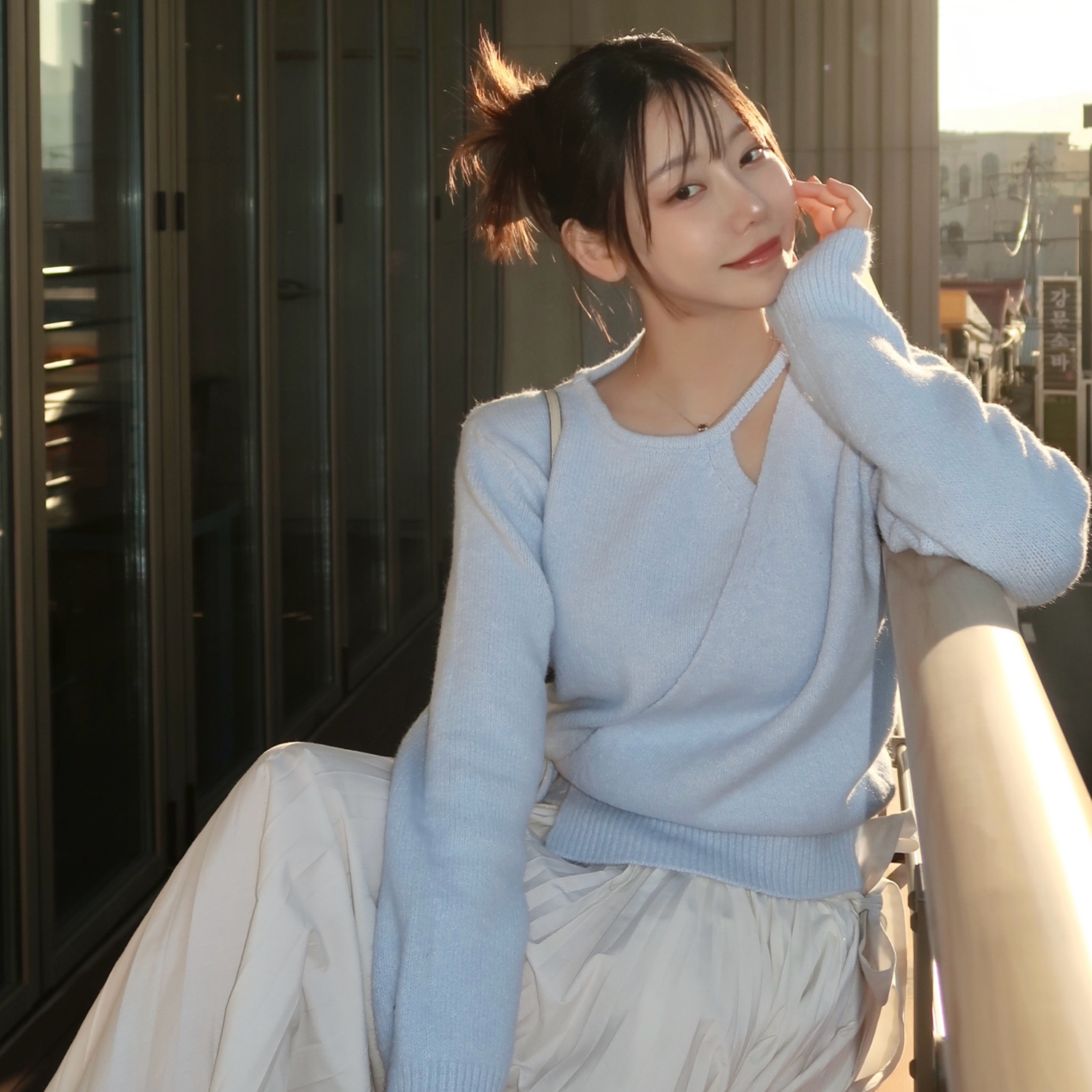 [제로스트릿][김유정 착용][6컬러] 울 블렌딩 랩 스웨터 WOOL BLENDING WRAP SWEATER 제품 이미지