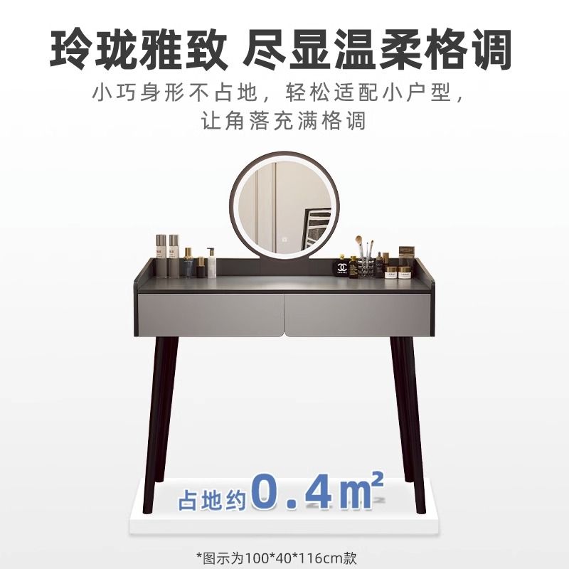 남자화장대 입식 원룸 서랍 검은 거울 콘솔 여자 수납 더블 드로우 100cm 메인 컬러 조립식 - 상세 이미지 2