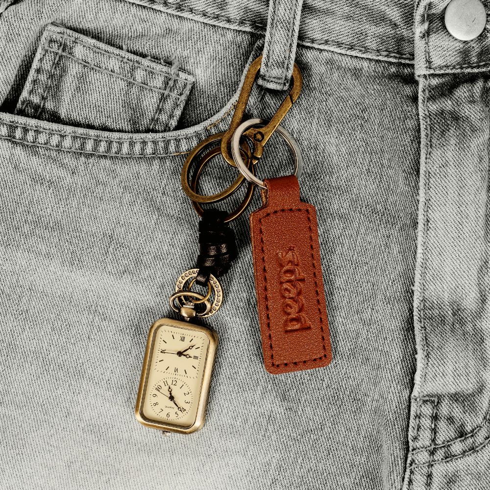 PEEPS Dual Time Vintage Keyring(Brown) 가방 바지 시계키링