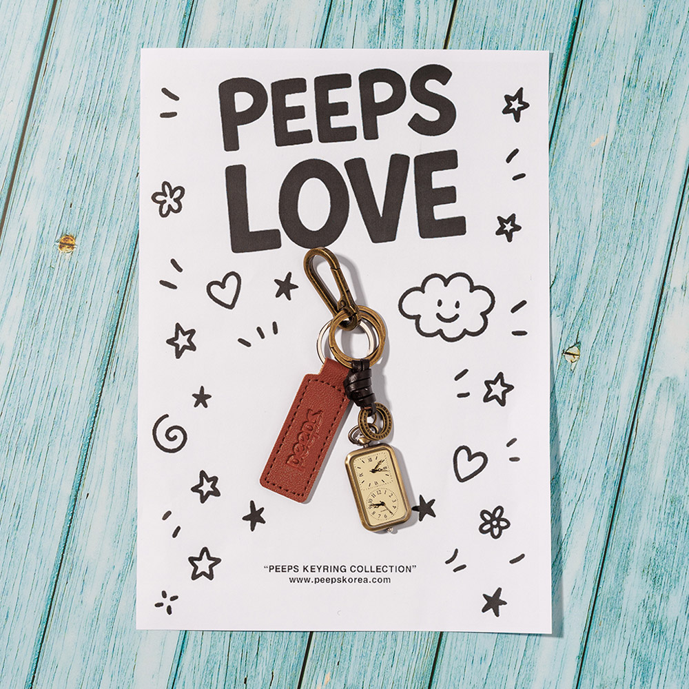 PEEPS Dual Time Vintage Keyring(Brown) 가방 바지 시계키링