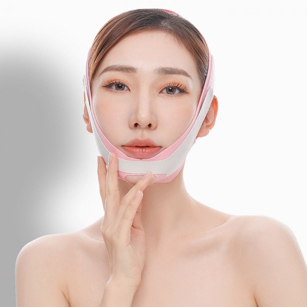 얼굴 브이라인 밴드 리프팅 이중턱 볼살 관리 밴드 처 핑크 - 상품 이미지