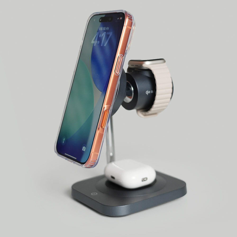 주파집 Qi2 25W 초고속 맥세이프 3in1 무선충전 스탠드 거치대 Allo-One