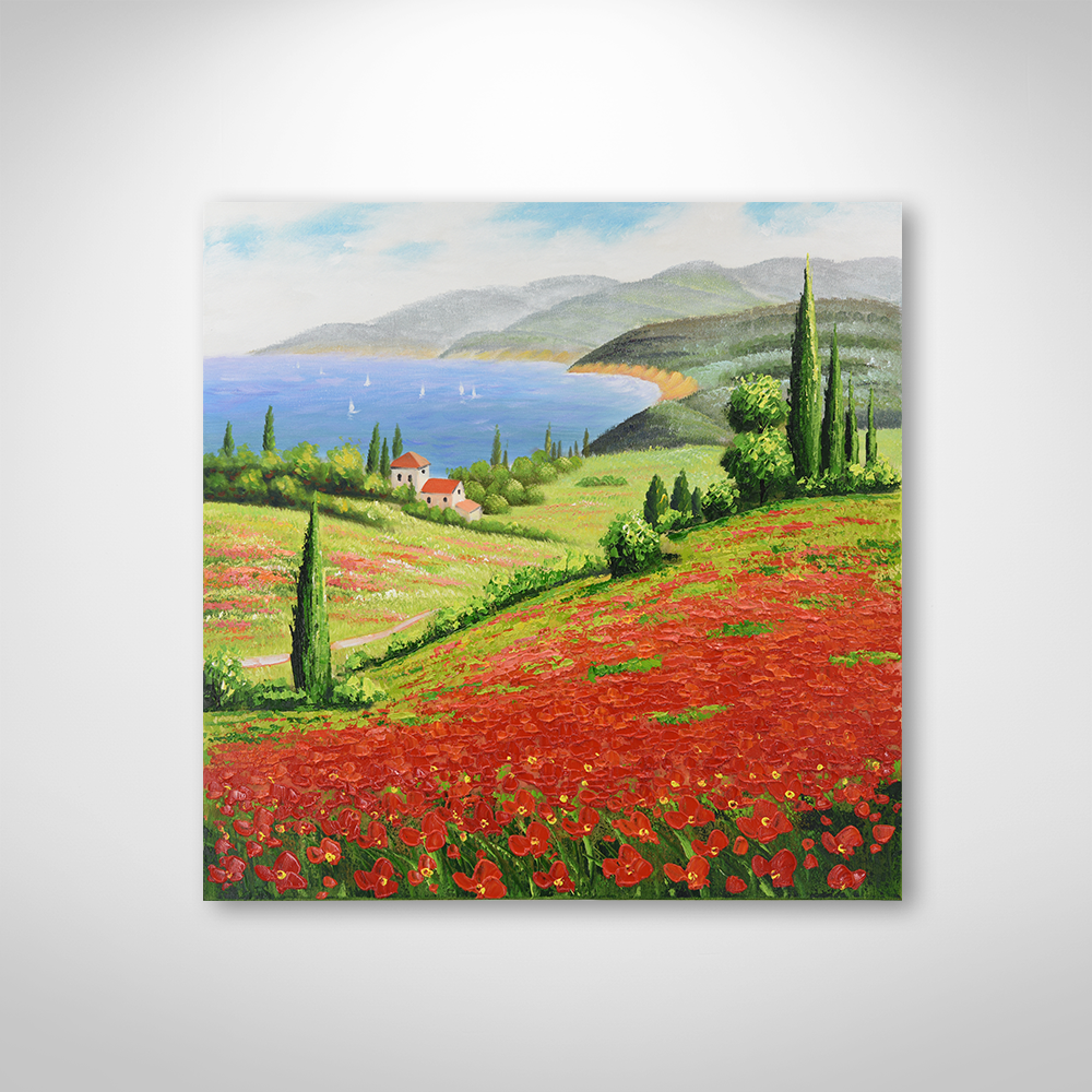 [Gallery Edition] 풍경화 인테리어 모란 그림 액자 (60cmx60cm) - 상품 이미지