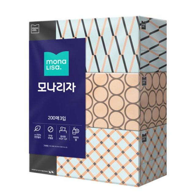 모나리자 미용티슈 각티슈 200매 3입 - 상품 이미지