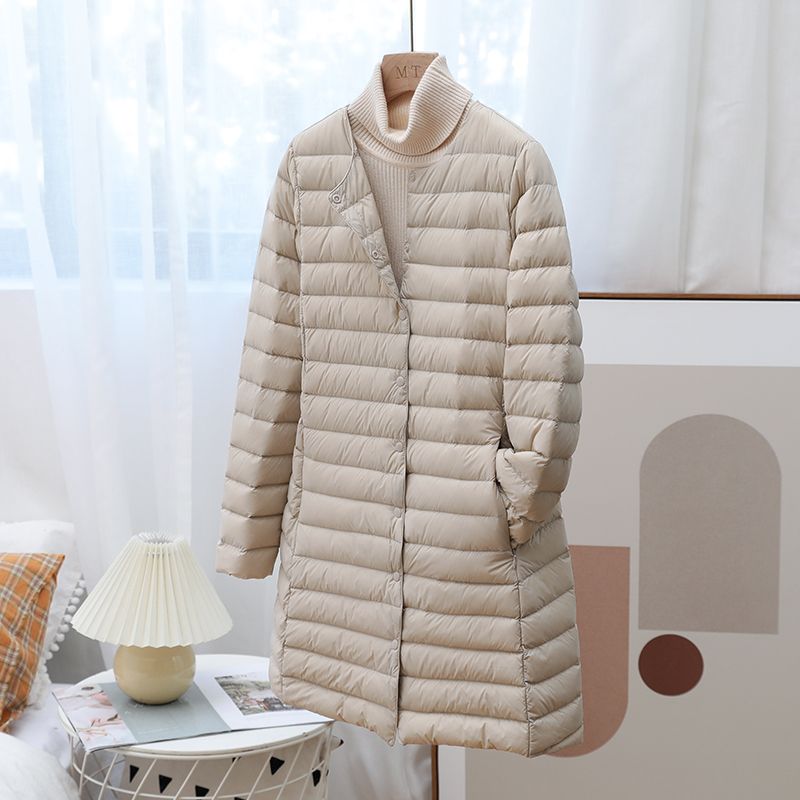여성 경량 퀼팅 25FW 하트 겨울 점퍼 후디 깔깔이 패딩 베이지 M 42.5 - 47.5kg 말뚝 84g - 상세 이미지 3