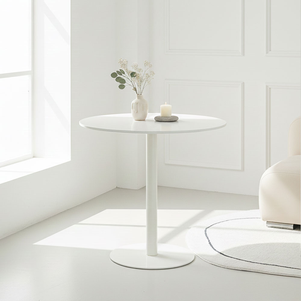 플로윙 화이트 원형테이블 카페 원룸 주방 인테리어 식탁테이블 500