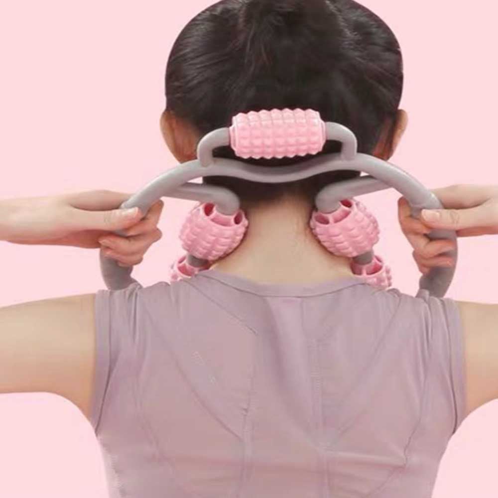 핸들 마사지롤러 지압 셀프마사지기 종아리안마기 퍼플 - 상품 이미지