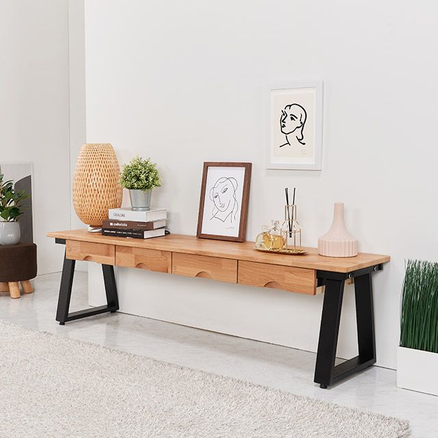 가구의서 CZ3106B 원목 낮은 서랍테이블 1500x350x420mm