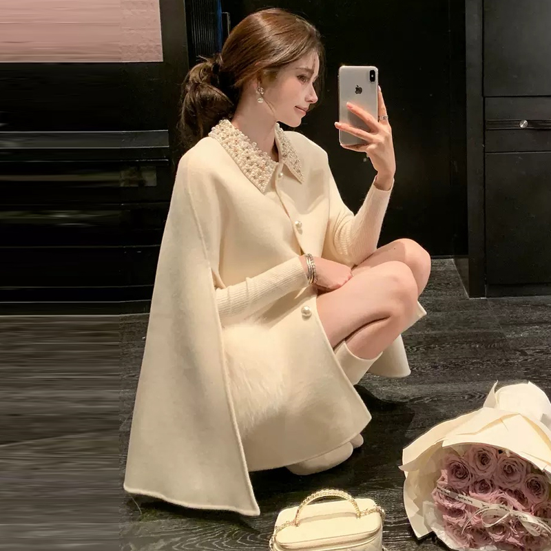 진주카라 케이프 코트 하객룩 연말모임 - 상품 이미지