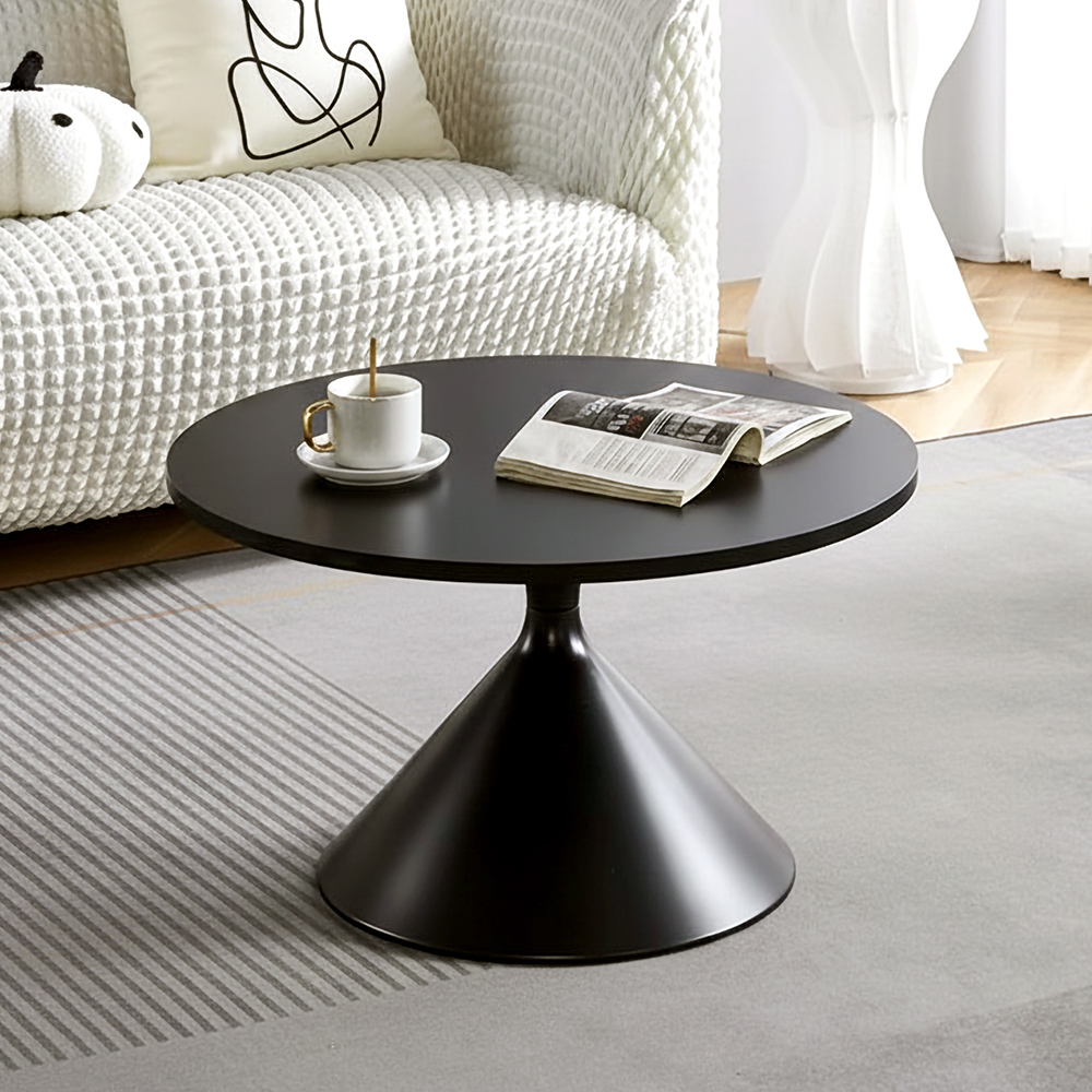 미드센추리 원형 거실테이블 좌식 소파 낮은 티테이블 블랙