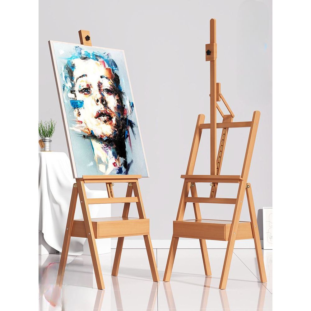 서랍 이젤 화판 그림 거치대 나무이젤 선반 테이블 - 상품 이미지