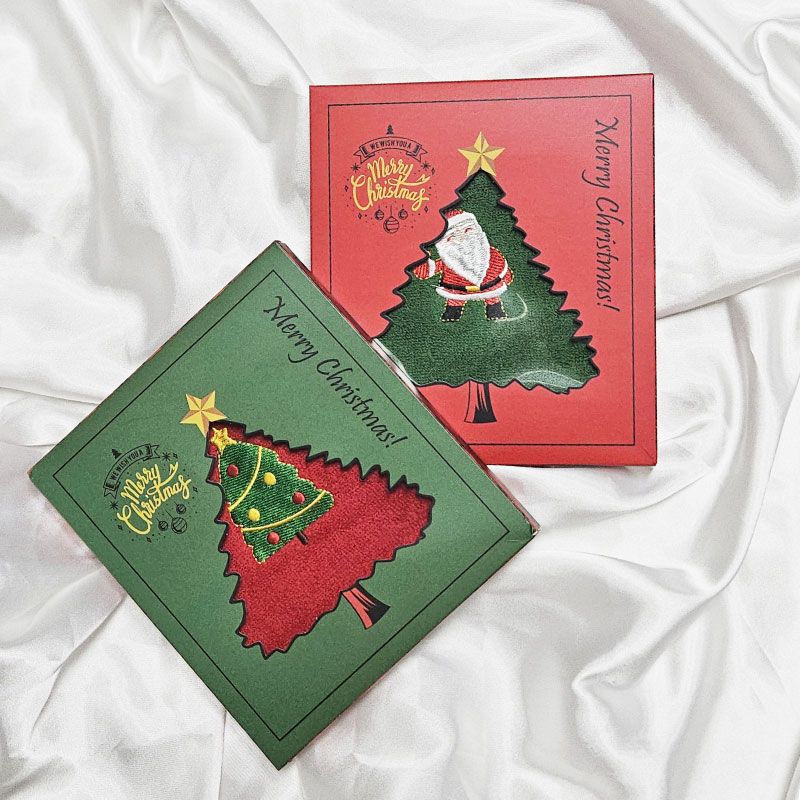 크리스마스 핸드타올 세트 어린이집 답례품 고리 수건 연말 선물 산타 트리