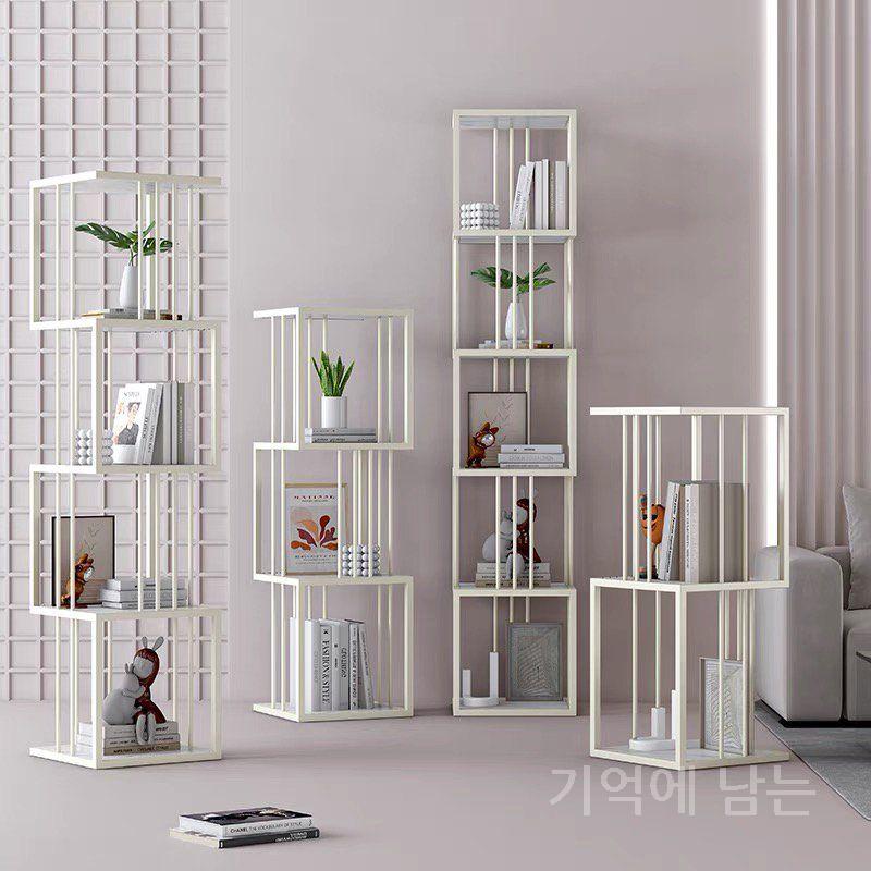 철제 오픈형 다층 수납 책장 선반 흰색 35x35x120 - 상세 이미지 5