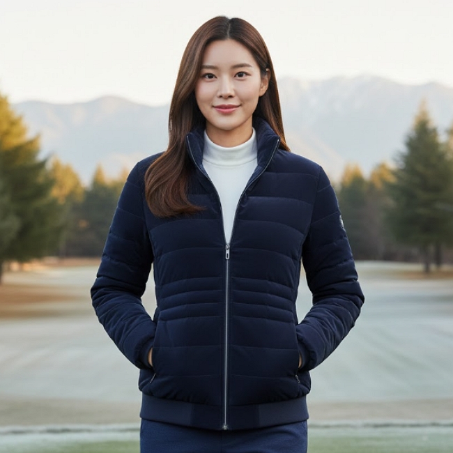 FANTOM 팬텀골프 여자 겨울 시보리 아웃도어 덕다운 오리털 패딩점퍼 네이비, 100 - 메인 이미지