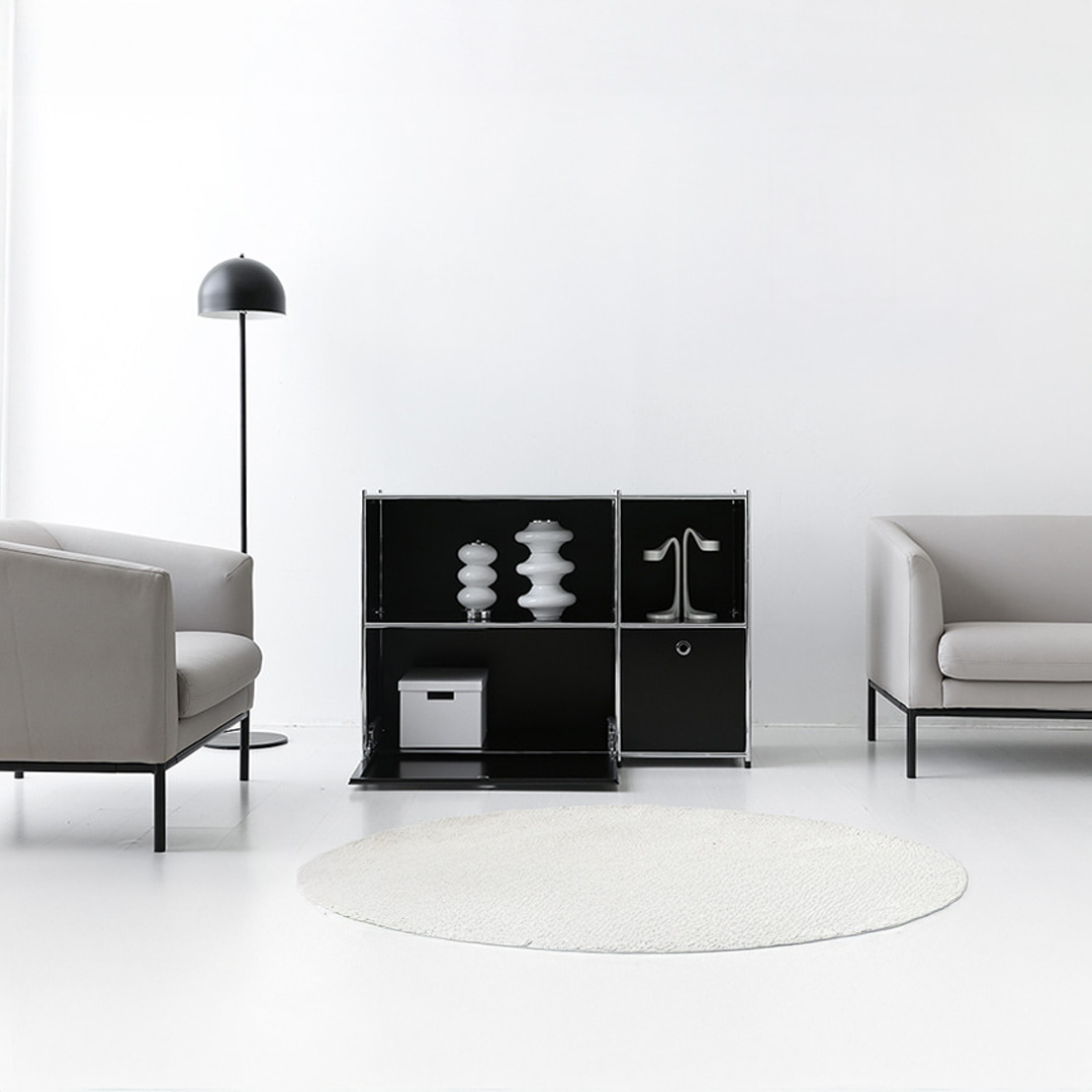 심플리 2x2 수납장 2문 BC616 1150mmx400mmx820mm, 2단, 매트블랙 3228.6293 - 상세 이미지 4