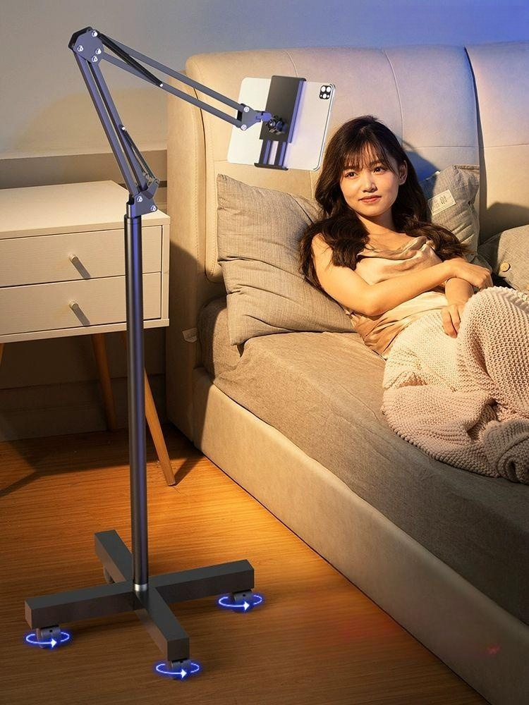 이동식 핸드폰 스탠드 걸이대  선반형 모바일 접이식 랙 침대 태블릿 폰거치대 기본형 - 상품 이미지