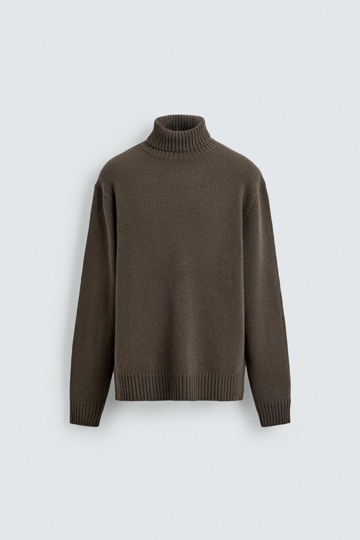 자라 프리미엄 울 터틀넥 니트 스웨터 2893/475 KHAKI - 메인 이미지