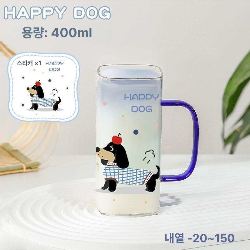 초대용량 학생용 인스타그램 스타일 내열 손잡이 400ml 소시지 강아지 스티커 - 메인 이미지