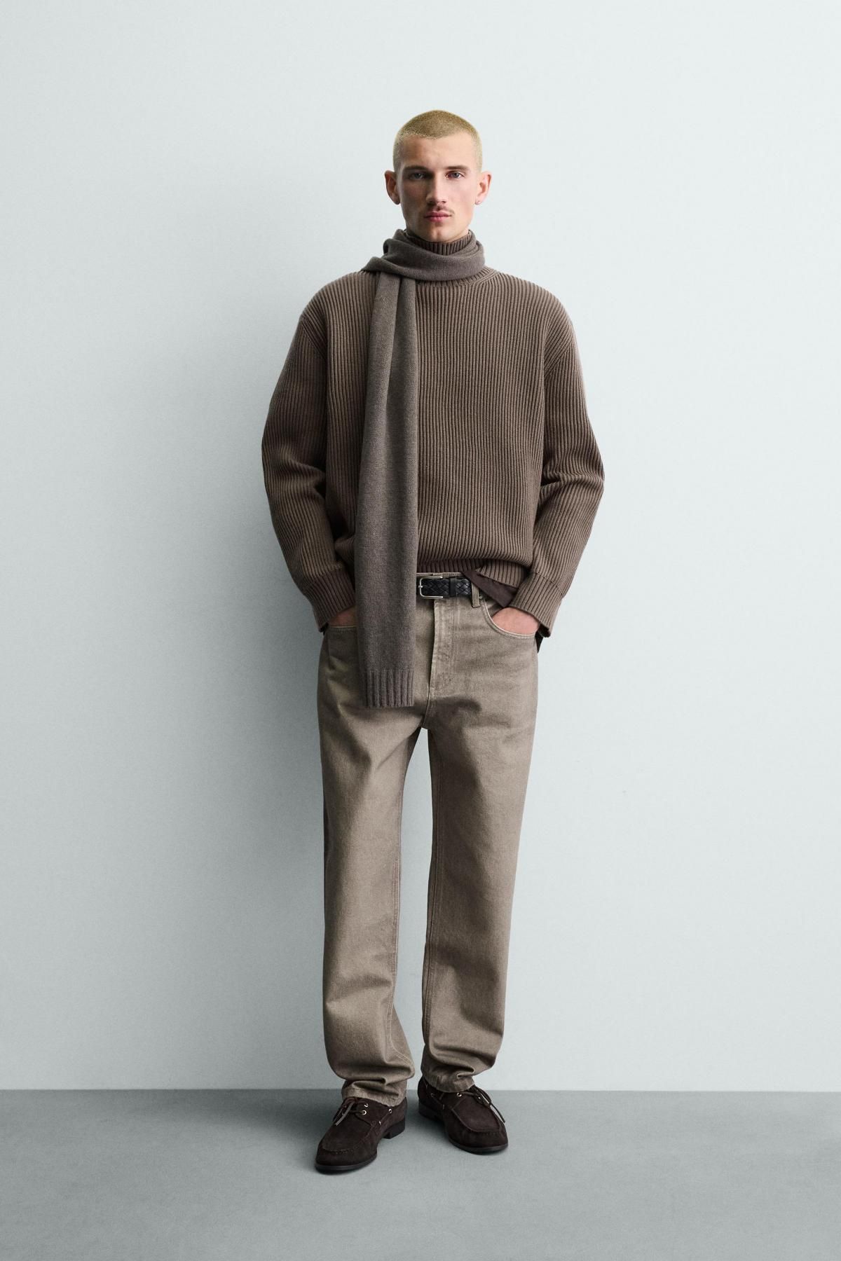 자라 하이넥 텍스처 브라운 니트 스웨터 9598/410 BROWN / TAUPE - 상세 이미지 2