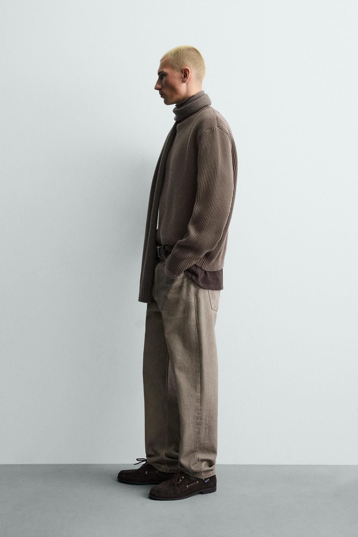 자라 하이넥 텍스처 브라운 니트 스웨터 9598/410 BROWN / TAUPE - 상세 이미지 5