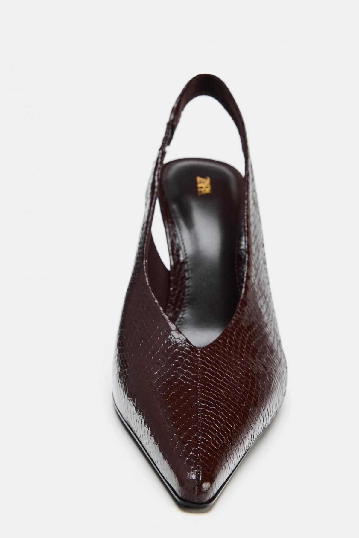 자라 엠보싱 애니멀 패턴 슬링백 하이힐 슈즈 1257/710 BURGUNDY RED - 상세 이미지 4