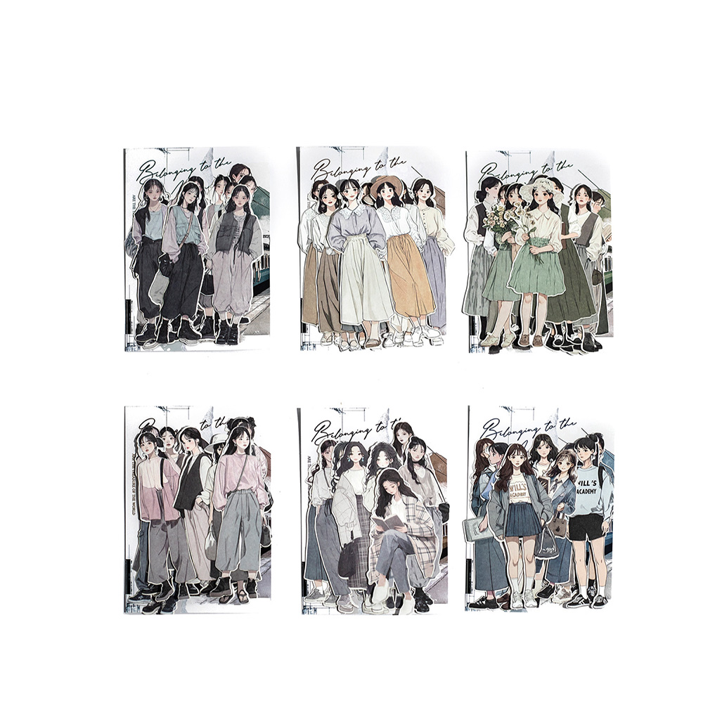 편한 일상 패션 소녀 인물 다이어리꾸미기 스티커 산악 지역 - 상세 이미지 5