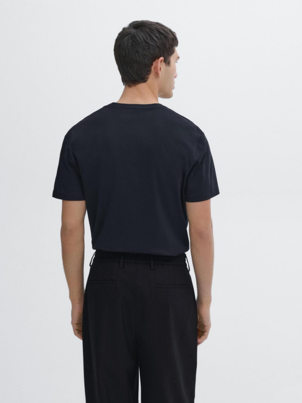마시모두띠 머서라이즈 코튼 블랙 반팔 티셔츠 1422/291 NAVY BLUE - 상세 이미지 4