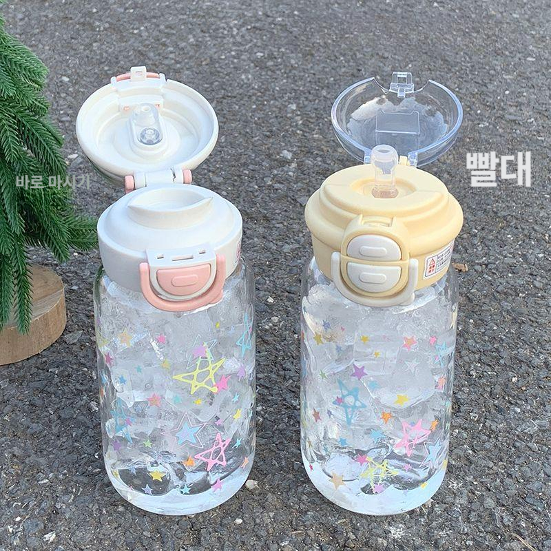 여름 대용량 플라스틱 빨대컵 휴대용 학생용 물컵 선물용 화이트 - 상세 이미지 3