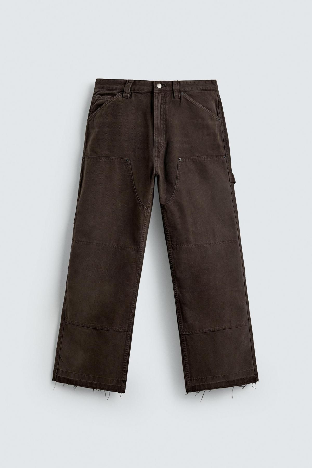자라 와이드핏 코튼 캔버스 카펜터 팬츠 4365/361 BROWN 이미지 7