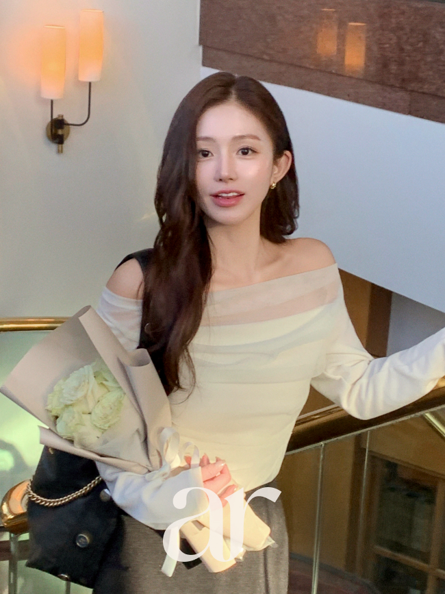 샤 셔링 레이어드 오프숄더 긴팔 티셔츠 ts4804 - 상세 이미지 2