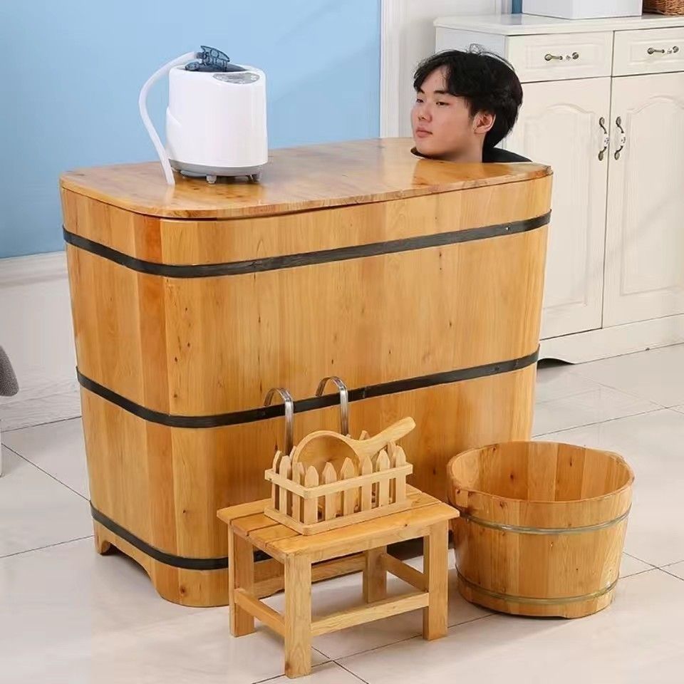 히노끼탕 욕조 나무 반신욕 가정용 삼나무 목욕탕 호텔 숙박 - 상세 이미지 4