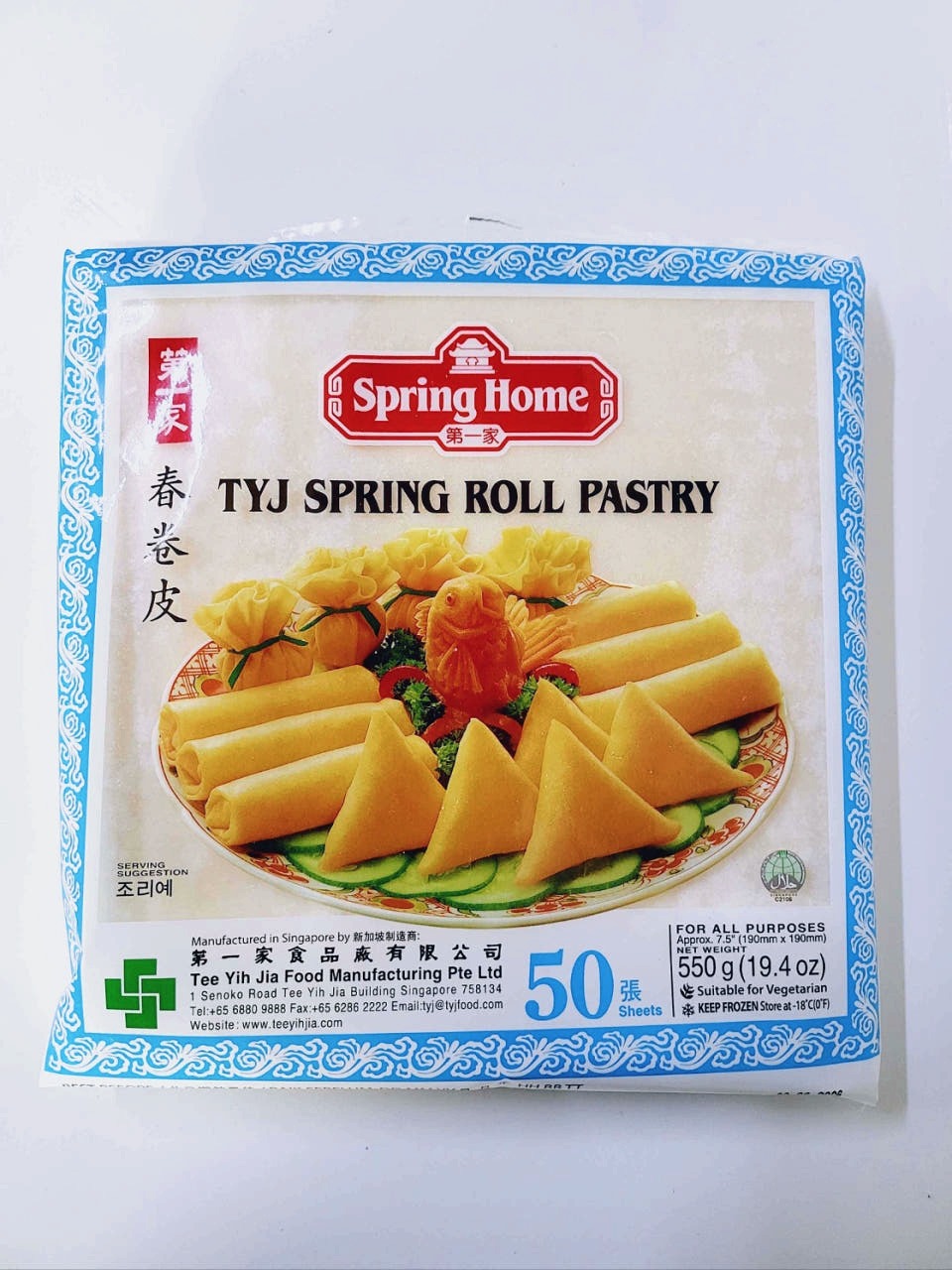 싱가포르 스프링롤 냉동 TYJ 춘권피 19CM 550g, 1개 - 상품 이미지