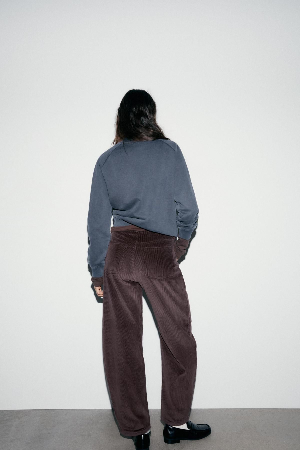 자라 코듀로이 벌룬 와이드 배기 팬츠 4391/400 DARK AUBERGINE - 상세 이미지 4