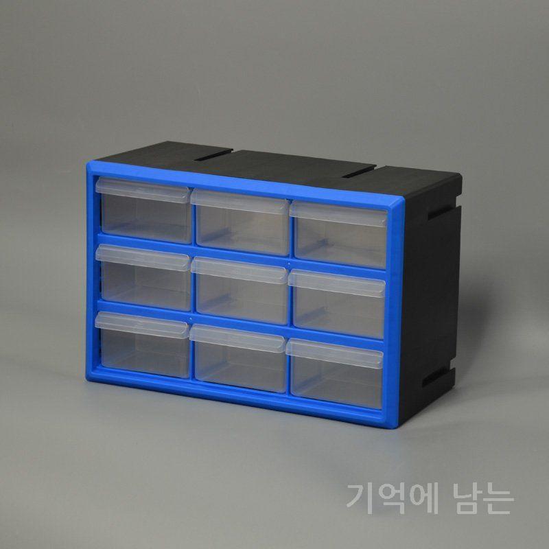 데스크탑 부품정리 서랍형 수납함 두꺼운 2단 파란색 - 상세 이미지 3