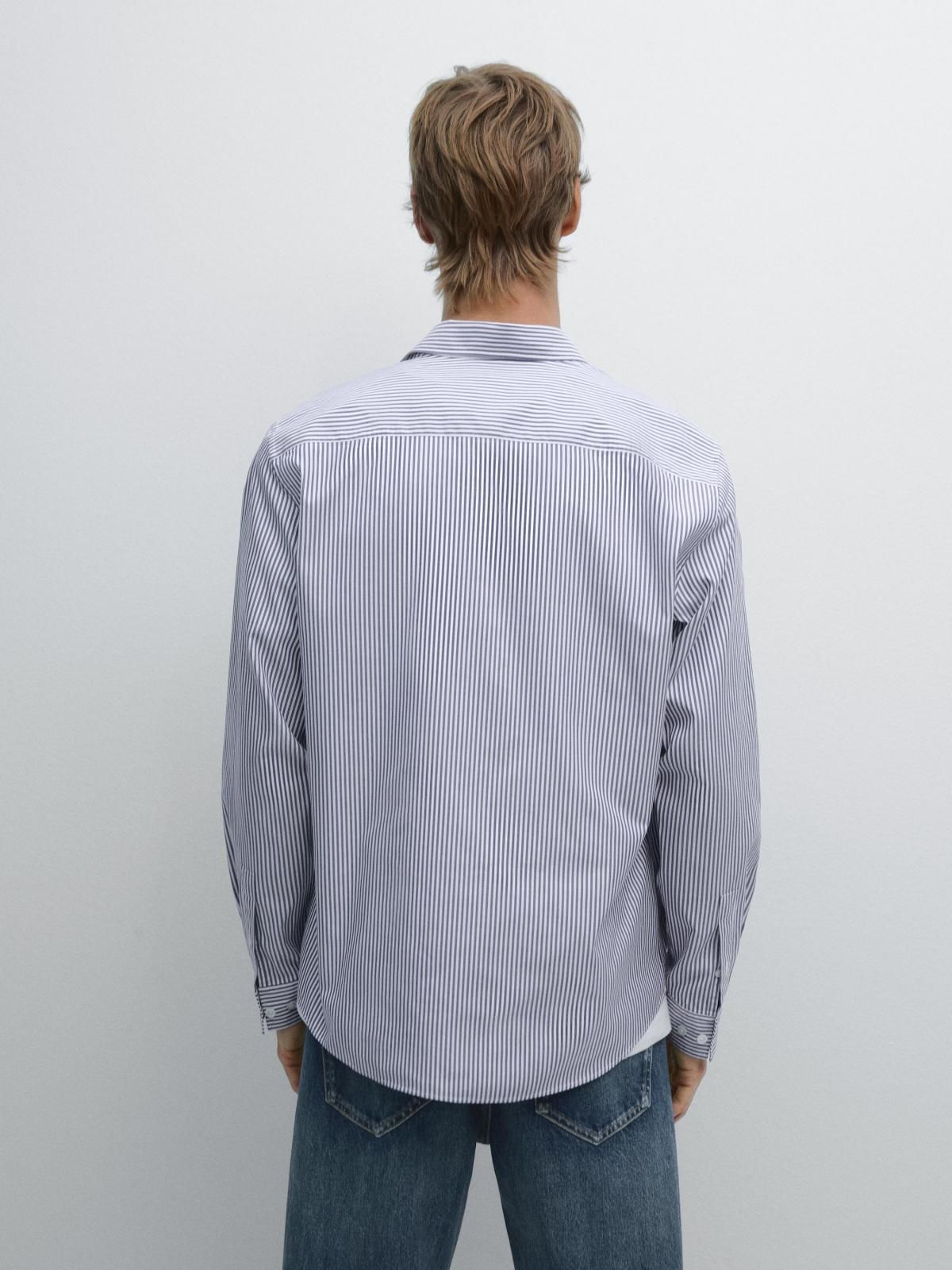 마시모두띠 스트라이프 옥스포드 코튼 긴팔 셔츠 1992/255 NAVY BLUE - 상세 이미지 4