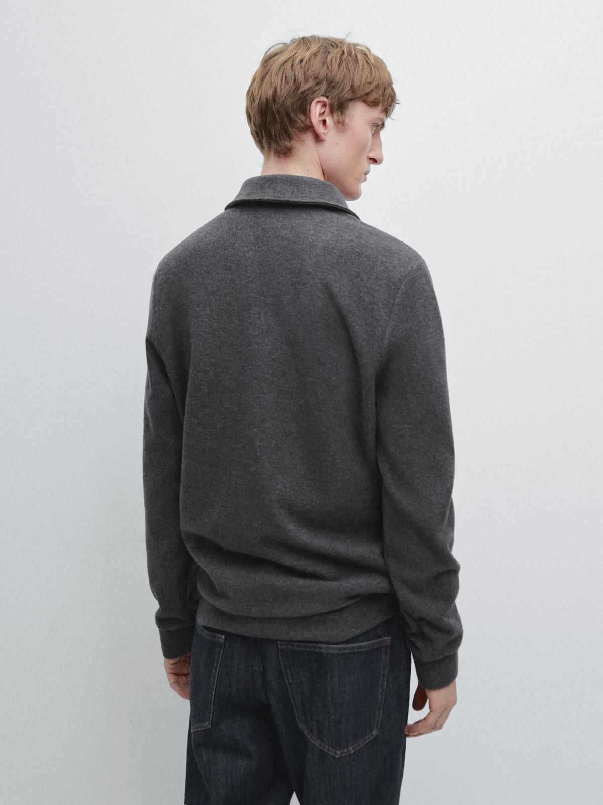 마시모두띠 하프집업 코튼혼방 긴팔 폴로셔츠 그레이 0577/157 GREY MARL - 상세 이미지 4