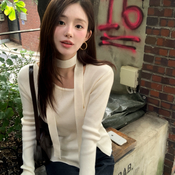 타이 세트 언발넥 사이드 버튼 골지 니트 nt5269 제품 이미지