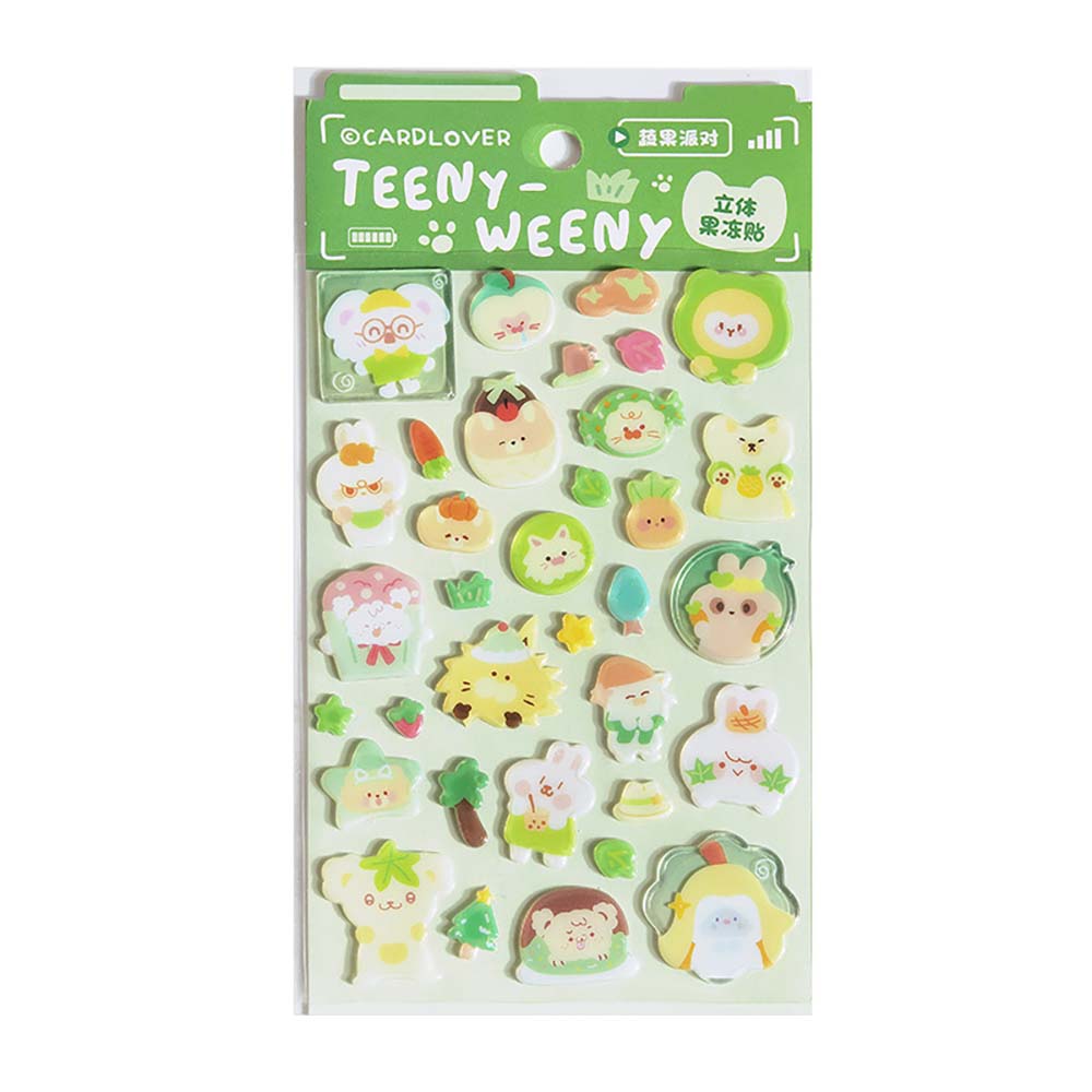 3D 입체 젤리 다이어리꾸미기 귀여운 표정 캐릭터 스티커 화이트 판타지 - 상세 이미지 4