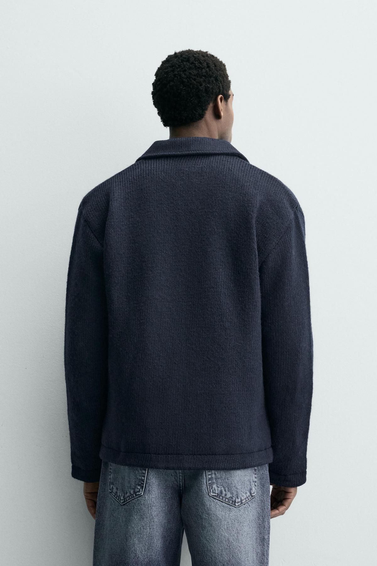 자라 텍스처 오버핏 가디건 네이비 포켓 9598/402 NAVY BLUE - 상세 이미지 4