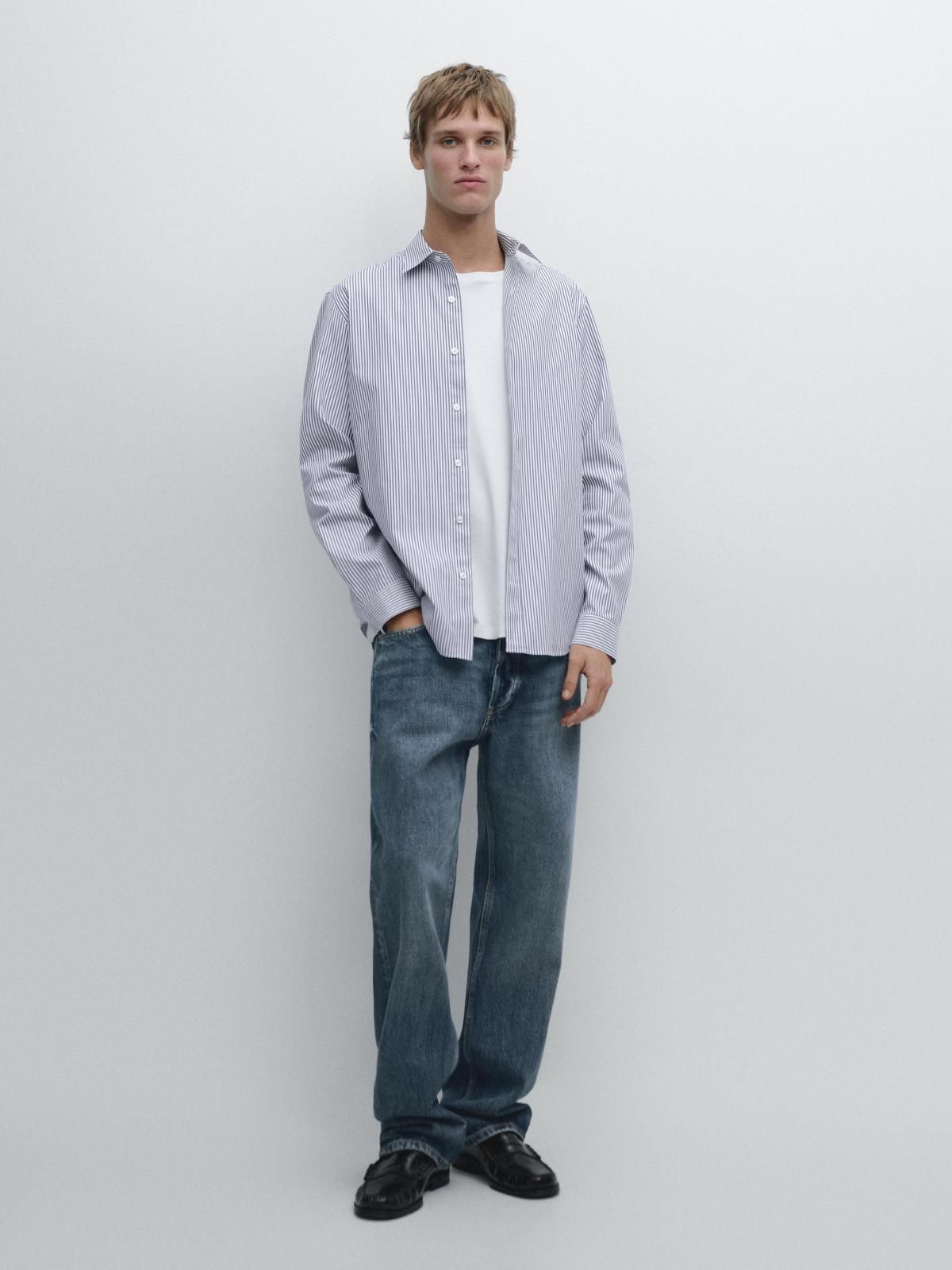 마시모두띠 스트라이프 옥스포드 코튼 긴팔 셔츠 1992/255 NAVY BLUE - 상세 이미지 2