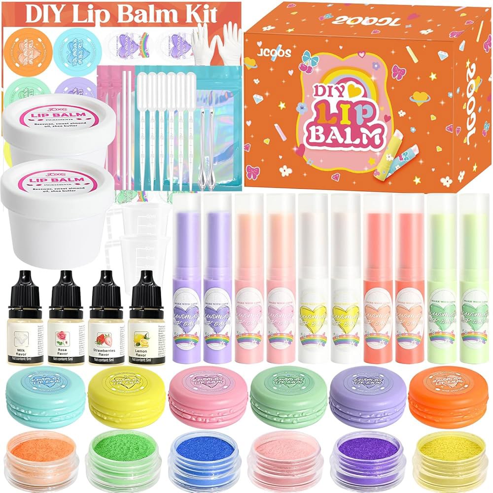 JCOOS DIY 립밤 만들기 키트 및 공예, 모이스처라이징 나만의 립글로스 버터, 밀랍 튜브 - 시어 어린이 만들기, - 상품 이미지
