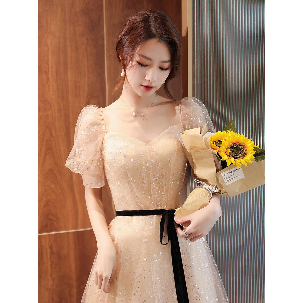 이브닝 드레스 연주회 피로연 돌잔치맘 샴페인 XS - 상세 이미지 5