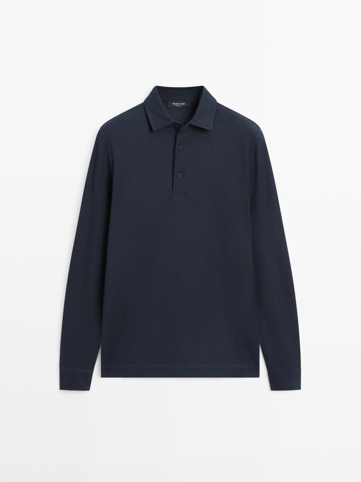 마시모두띠 테크니컬 피케 네이비 긴팔 폴로셔츠 0697/199 NAVY BLUE - 상품 이미지