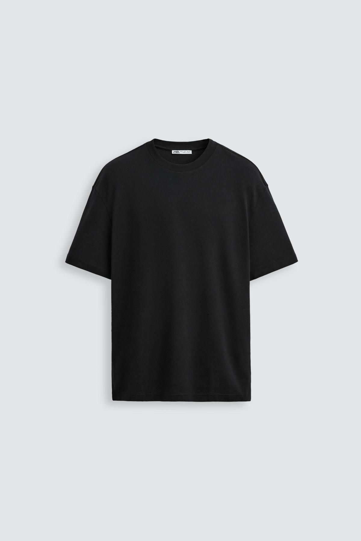 자라 베이직 레귤러핏 코튼 반팔 티셔츠 5584/471 BLACK - 상품 이미지