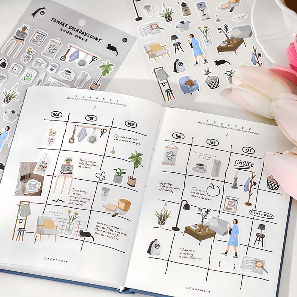 일상생활 소품 다이어리꾸미기 스티커 [세트구매 6종] 이미지 3