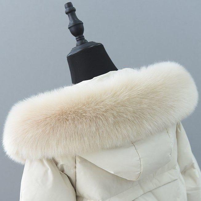 패딩 모자 털 다운 폭스퍼 겨울 70cm 교체 크림A 베이지카멜 70cm - 상품 이미지