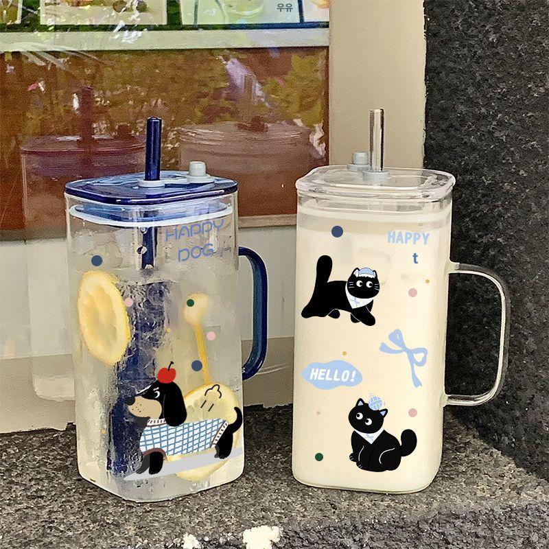 초대용량 학생용 인스타그램 스타일 내열 손잡이 400ml 소시지 강아지 스티커 - 상세 이미지 2